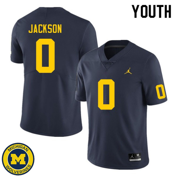 Youth Michigan Wolverines #0 Giles Jackson Navy Player Jersey